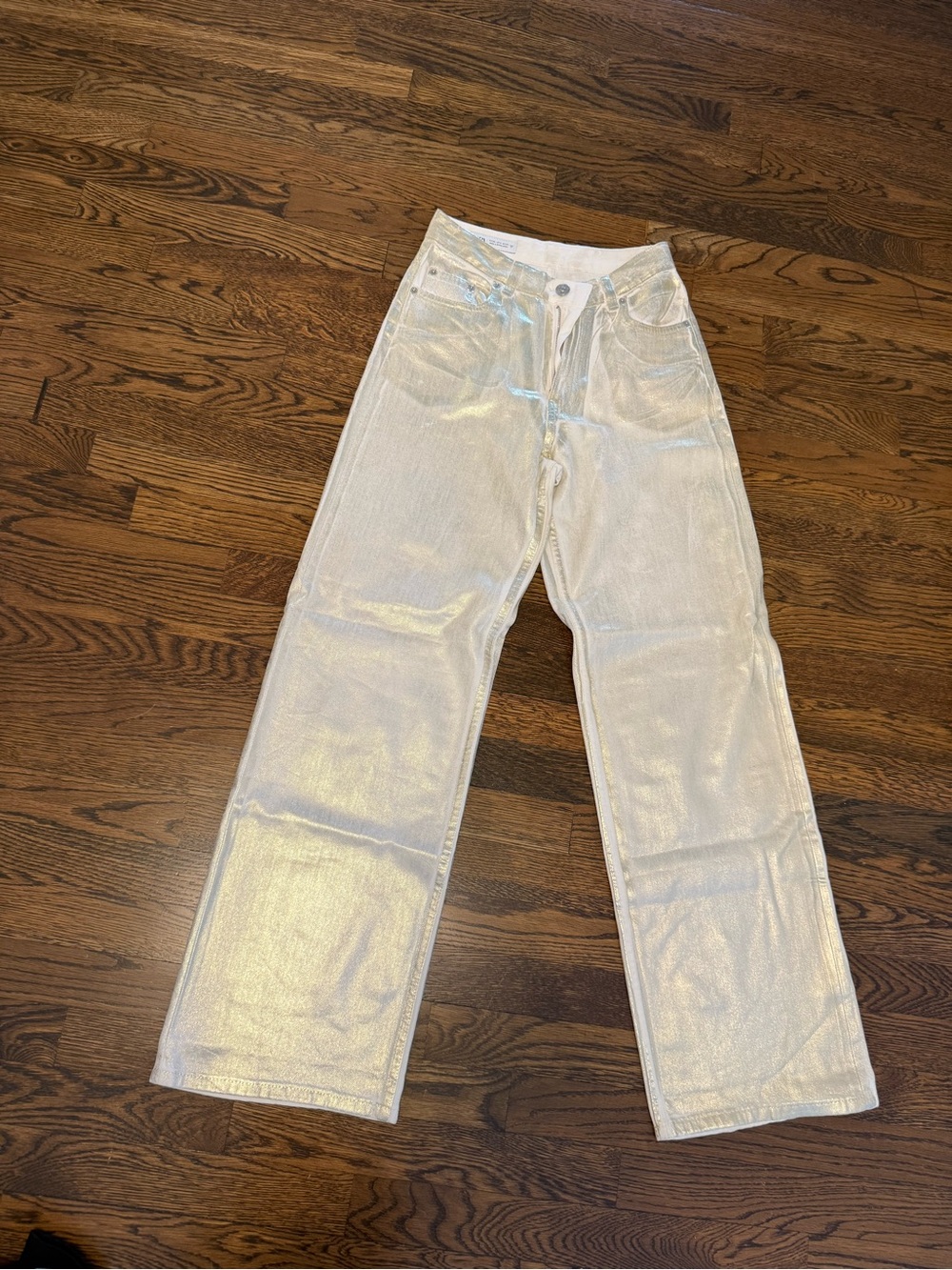 Iridescent White Men’s Straight-Leg Jeans